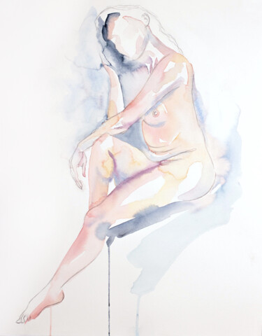 Pittura intitolato "Nude No. 86" da Elizabeth Becker, Opera d'arte originale, Acquarello