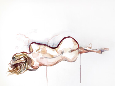 Pintura intitulada "Nude No. 94" por Elizabeth Becker, Obras de arte originais, Aquarela