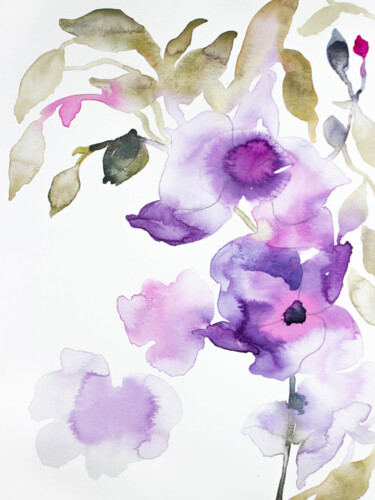 Peinture intitulée "Orchid No. 19" par Elizabeth Becker, Œuvre d'art originale, Aquarelle