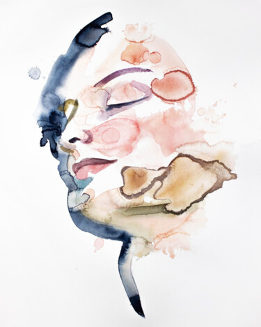 Картина под названием "Reposeful" - Elizabeth Becker, Подлинное произведение искусства, Акварель