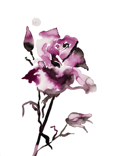 Картина под названием "Rose Study No. 65" - Elizabeth Becker, Подлинное произведение искусства, Чернила