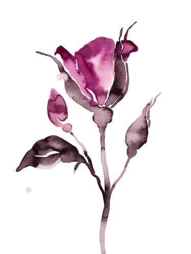 Картина под названием "Rose Study No. 64" - Elizabeth Becker, Подлинное произведение искусства, Чернила
