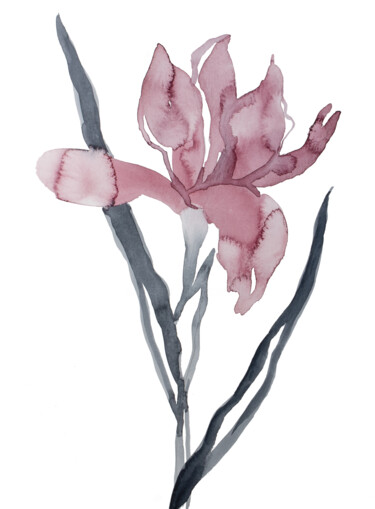 Schilderij getiteld "Iris No. 191" door Elizabeth Becker, Origineel Kunstwerk, Aquarel