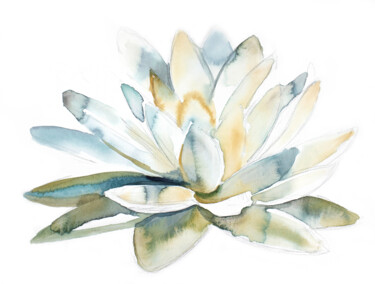 Pintura intitulada "Lotus No. 3" por Elizabeth Becker, Obras de arte originais, Aquarela