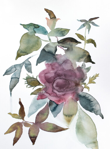Pittura intitolato "Rose Study No. 79" da Elizabeth Becker, Opera d'arte originale, Acquarello