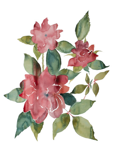 Peinture intitulée "Rose Study No. 87" par Elizabeth Becker, Œuvre d'art originale, Aquarelle