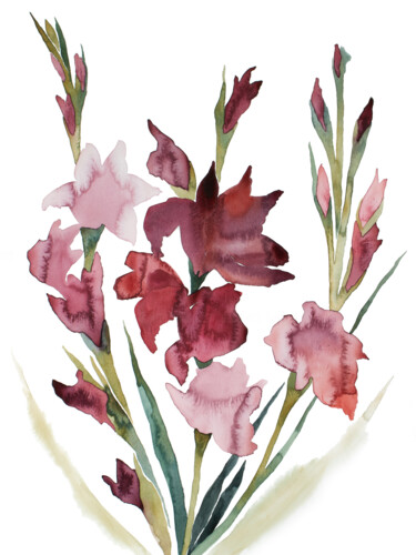 Pittura intitolato "Gladiolus No. 2" da Elizabeth Becker, Opera d'arte originale, Acquarello