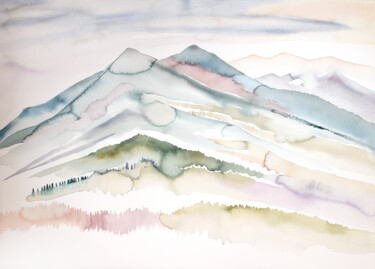 绘画 标题为“Mountainscape No. 3” 由Elizabeth Becker, 原创艺术品, 水彩