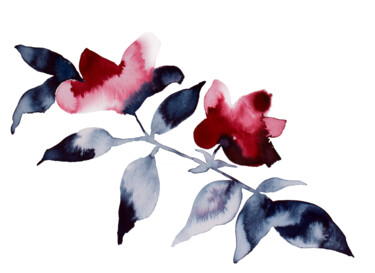 Peinture intitulée "Floral No. 23" par Elizabeth Becker, Œuvre d'art originale, Aquarelle