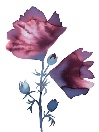 绘画 标题为“Floral No. 26” 由Elizabeth Becker, 原创艺术品, 水彩