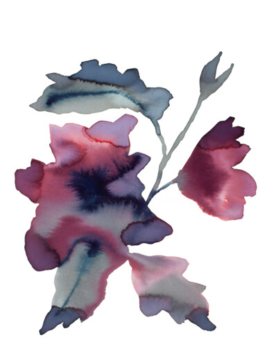 Pintura intitulada "Floral No. 27" por Elizabeth Becker, Obras de arte originais, Aquarela