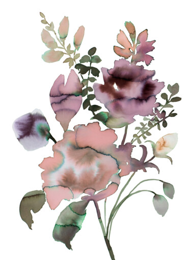 Malerei mit dem Titel "Floral No. 32" von Elizabeth Becker, Original-Kunstwerk, Aquarell