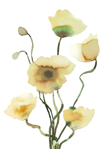 Картина под названием "Poppies" - Elizabeth Becker, Подлинное произведение искусства, Акварель