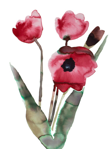 Malerei mit dem Titel "Tulips No. 2" von Elizabeth Becker, Original-Kunstwerk, Aquarell