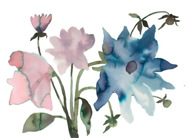 Картина под названием "Floral No. 35" - Elizabeth Becker, Подлинное произведение искусства, Акварель