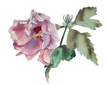 Картина под названием "Hibiscus No. 8" - Elizabeth Becker, Подлинное произведение искусства, Акварель