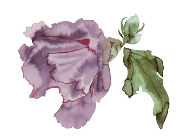 Картина под названием "Hibiscus No. 7" - Elizabeth Becker, Подлинное произведение искусства, Акварель