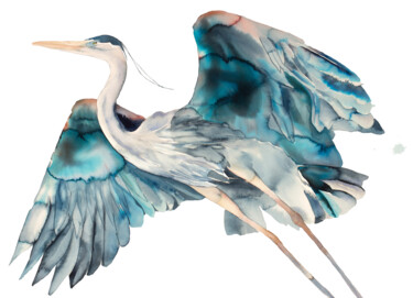 绘画 标题为“Heron No. 27” 由Elizabeth Becker, 原创艺术品, 水彩