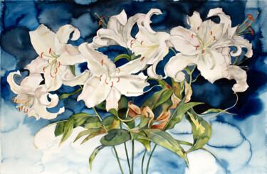 Malerei mit dem Titel "Lily Bouquet" von Elizabeth Becker, Original-Kunstwerk, Aquarell
