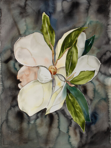 Malarstwo zatytułowany „Magnolia Study No. 7” autorstwa Elizabeth Becker, Oryginalna praca, Akwarela