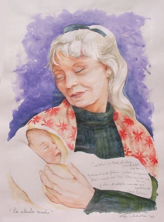 Pintura titulada "La abuela madre" por Elizabeth Eichhorn, Obra de arte original, Oleo