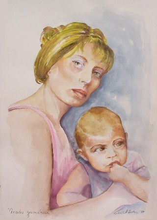 Pintura titulada "Madre germánica" por Elizabeth Eichhorn, Obra de arte original, Oleo