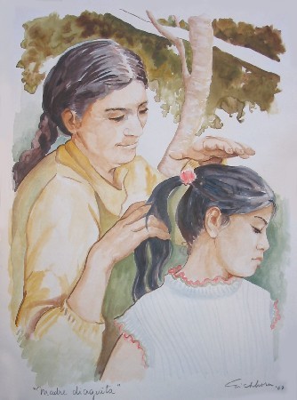 Pintura titulada "Madre diaguita" por Elizabeth Eichhorn, Obra de arte original, Oleo