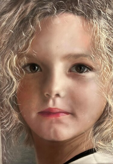 Painting titled "l'ange Blond" by Elizabeth Estienne, Original Artwork, Pastel