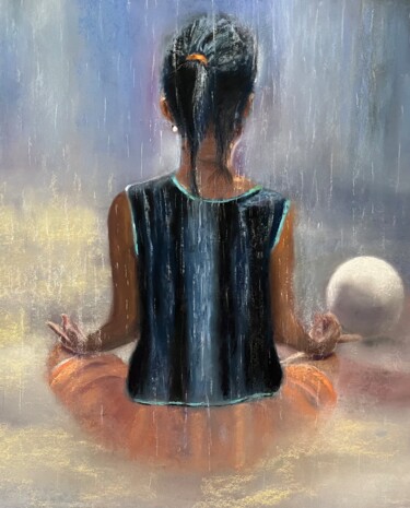 Картина под названием "MEDITATION SOUS LA…" - Elizabeth Estienne, Подлинное произведение искусства, Пастель