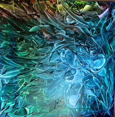 Painting titled "LUMINESCENCE BLEUE" by Elizabeth Estienne, Original Artwork, Oil