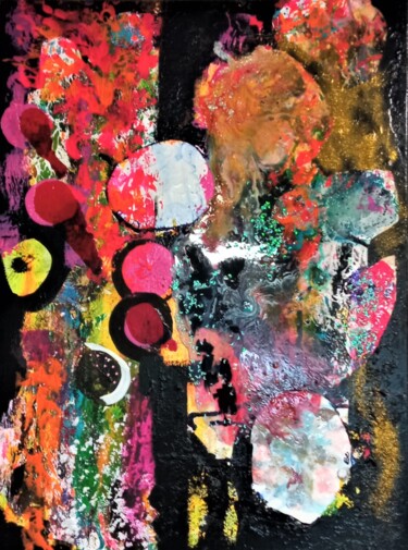 Картина под названием "Une nuit au Japon" - Elizabeth Laudouar, Подлинное произведение искусства, Витражная роспись
