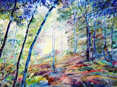 Peinture intitulée "Enchanted Forest" par Elizabeth Sadler, Œuvre d'art originale, Huile Monté sur Châssis en bois