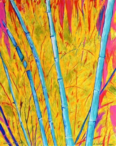 Pittura intitolato "Bamboo Parallel" da Elizabeth Sadler, Opera d'arte originale, Olio Montato su Altro pannello rigido