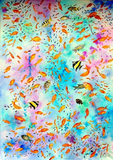 Peinture intitulée "Caught in the Vortex" par Elizabeth Sadler, Œuvre d'art originale, Aquarelle
