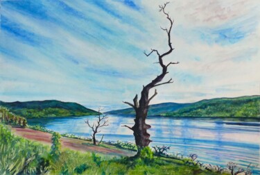 Schilderij getiteld "Loch Tay, Scotland" door Elizabeth Sadler, Origineel Kunstwerk, Aquarel