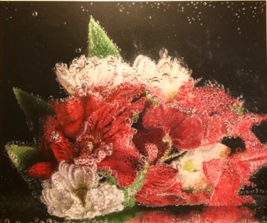 Картина под названием "Красные и белые цве…" - Елизавета Вершинина, Подлинное произведение искусства, Аэрограф Установлен на…