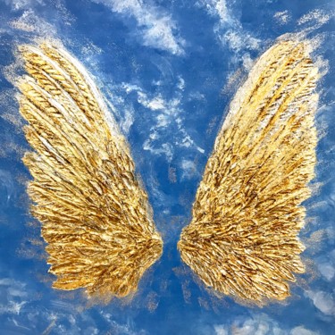 Картина под названием "Золотые крылья" - Елизавета Вершинина, Подлинное произведение искусства, Акрил Установлен на Деревянн…