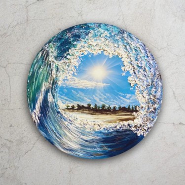 Картина под названием "Голубая волна" - Елизавета Вершинина, Подлинное произведение искусства, Акрил Установлен на Деревянна…