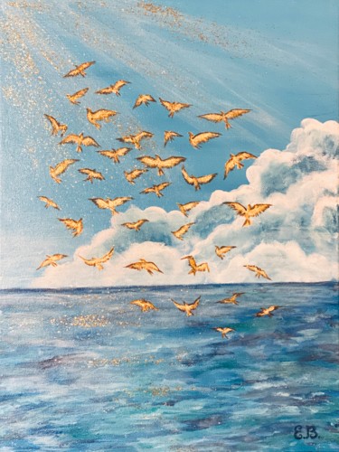 Картина под названием "Морское утро" - Елизавета Вершинина, Подлинное произведение искусства, Акрил Установлен на Деревянная…