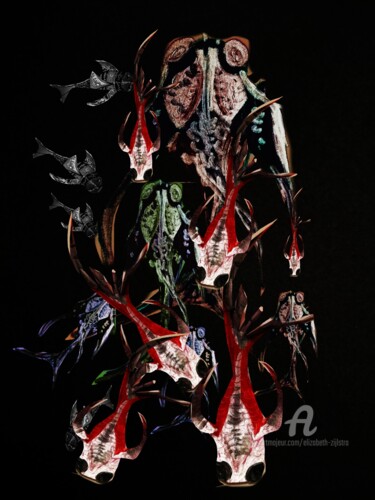 Digitale Kunst getiteld "Vissen 11" door Elizabeth Zijlstra, Origineel Kunstwerk, Digitale afdruk