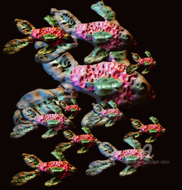 Digitale Kunst getiteld "Vissen klei" door Elizabeth Zijlstra, Origineel Kunstwerk, Klei