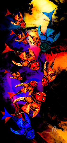 Digitale Kunst getiteld "Vissen 16" door Elizabeth Zijlstra, Origineel Kunstwerk, Digitale afdruk