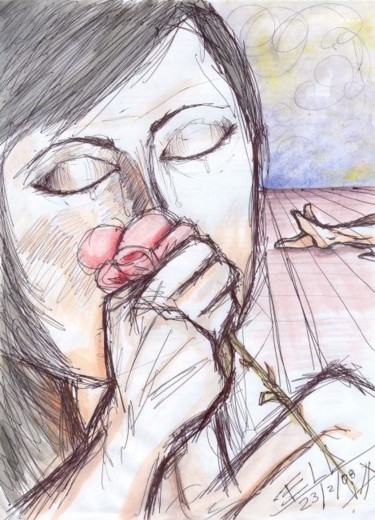 Drawing titled "Pensamiento Trastor…" by Elizabeth López Avilés, Original Artwork