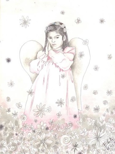 Drawing titled "¿Angel?" by Elizabeth López Avilés, Original Artwork