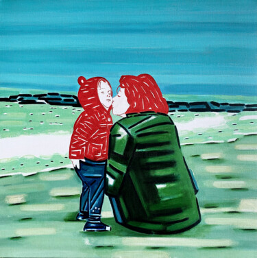 Painting titled ""Love whisper"" by Elizabeth Roman, Original Artwork, Acrylic Mounted on Wood Stretcher frame