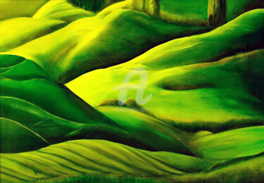 Картина под названием "Shadows of the Fens" - Elizabeth Williams, Подлинное произведение искусства, Масло