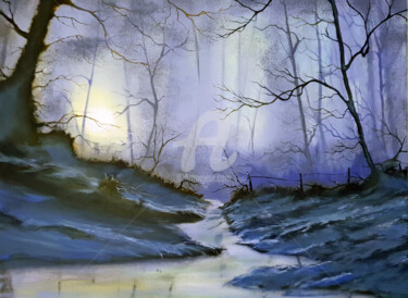 Pittura intitolato "Winters Quietness -…" da Elizabeth Williams, Opera d'arte originale, Olio