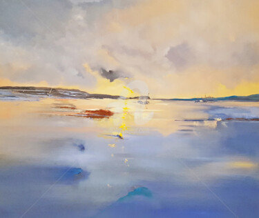 Malerei mit dem Titel "Low Tide at Sunset" von Elizabeth Williams, Original-Kunstwerk, Öl Auf Keilrahmen aus Holz montiert