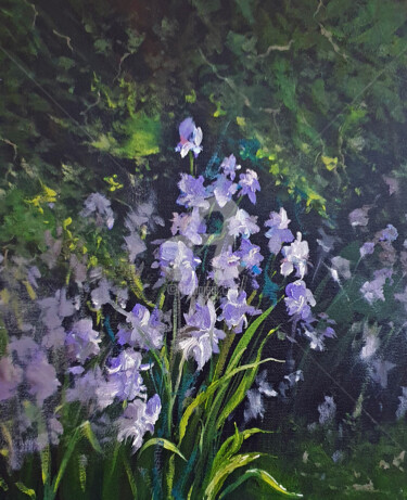 Painting titled "WILD IRIS" by Elizabeth Williams, Original Artwork, Oil