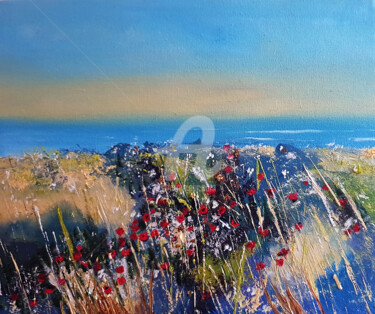 Pintura intitulada "Coastal Poppies" por Elizabeth Williams, Obras de arte originais, Óleo